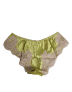 Dolce & Gabbana Green Silk Satin Lace Trim New Slip Underwear - Eljoys Fashion 