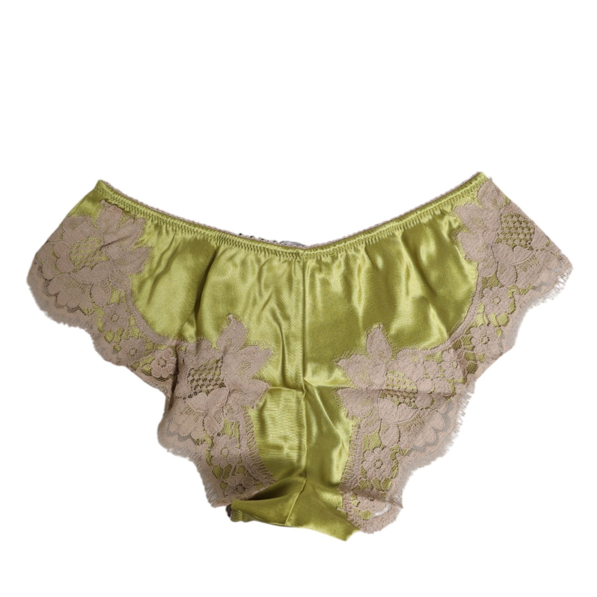 Dolce & Gabbana Green Silk Satin Lace Trim New Slip Underwear