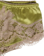 Dolce & Gabbana Green Silk Satin Lace Trim New Slip Underwear - Eljoys Fashion 