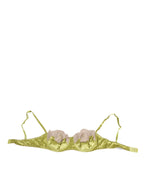 Dolce & Gabbana Lime Green Silk Satin Lace Padded Balconnet Underwear - Eljoys Fashion 