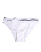 Dolce & Gabbana White Lace Slip Brief Logo Waistband Underwear - Eljoys Fashion 