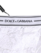 Dolce & Gabbana White Lace Slip Brief Logo Waistband Underwear - Eljoys Fashion 
