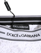 Dolce & Gabbana White Lace Slip Brief Logo Waistband Underwear - Eljoys Fashion 