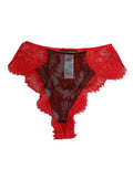 Dolce & Gabbana Red Floral Lace Sheer Briefs Women Underwear - Eljoys Fashion 