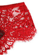 Dolce & Gabbana Red Floral Lace Sheer Briefs Women Underwear - Eljoys Fashion 