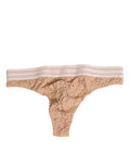 Dolce & Gabbana Beige Lace Logo Elastic Waist Thong Tanga Underwear - Eljoys Fashion 