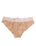 Dolce & Gabbana Beige Lace Brasiliano Briefs Logo Waistband Underwear - Eljoys Fashion 