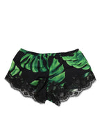 Dolce & Gabbana Black Green Tropical Print Lace Underwear - Eljoys Fashion 