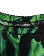 Dolce & Gabbana Black Green Tropical Print Lace Underwear - Eljoys Fashion 
