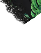Dolce & Gabbana Black Green Tropical Print Lace Underwear - Eljoys Fashion 