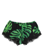 Dolce & Gabbana Black Green Tropical Print Lace Underwear - Eljoys Fashion 