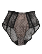 Dolce & Gabbana Black Sheer Polka Dot Lace High Waist Underwear - Eljoys Fashion 