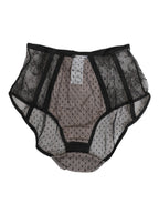 Dolce & Gabbana Black Sheer Polka Dot Lace High Waist Underwear - Eljoys Fashion 