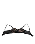Dolce & Gabbana Black Nude Floral Lace Sheer Bra Underwear - Eljoys Fashion 