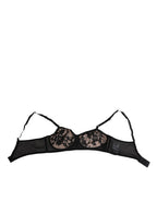 Dolce & Gabbana Black Nude Floral Lace Sheer Bra Underwear - Eljoys Fashion 