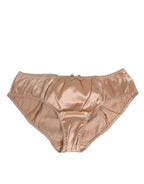 Dolce & Gabbana Nude Beige Silk Satin Bow Lace Trim Underwear - Eljoys Fashion 