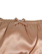 Dolce & Gabbana Nude Beige Silk Satin Bow Lace Trim Underwear - Eljoys Fashion 