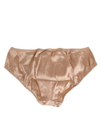 Dolce & Gabbana Nude Beige Silk Satin Bow Lace Trim Underwear - Eljoys Fashion 