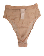 Dolce & Gabbana Beige Sheer Mesh High Waist Briefs Underwear - Eljoys Fashion 