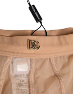 Dolce & Gabbana Beige Sheer Mesh High Waist Briefs Underwear - Eljoys Fashion 