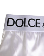 Dolce & Gabbana White Satin High-Waist Brief Logo Women Underwear - Eljoys Fashion 