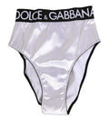 Dolce & Gabbana White Satin High-Waist Black Logo Women Underwear - Eljoys Fashion 
