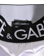 Dolce & Gabbana White Satin High-Waist Black Logo Women Underwear - Eljoys Fashion 