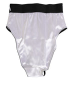 Dolce & Gabbana White Satin High-Waist Black Logo Women Underwear - Eljoys Fashion 