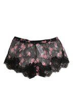 Dolce & Gabbana Black Pink Floral Lace Mesh Lingeri Underwear - Eljoys Fashion 