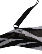 Dolce & Gabbana Black White Zebra Print Sheer Mesh Bralette Underwear - Eljoys Fashion 