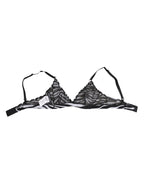 Dolce & Gabbana Black White Zebra Print Sheer Mesh Bralette Underwear - Eljoys Fashion 