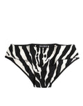 Dolce & Gabbana Black White Zebra Print Slip Briefs Underwear - Eljoys Fashion 