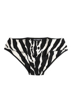 Dolce & Gabbana Black White Zebra Print Slip Briefs Underwear - Eljoys Fashion 