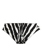Dolce & Gabbana Black White Zebra Print Slip Briefs Underwear - Eljoys Fashion 