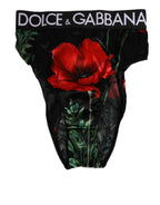 Dolce & Gabbana Black Floral Print High Waist Sheer Mesh Underwear - Eljoys Fashion 