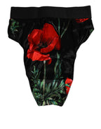 Dolce & Gabbana Black Floral Print High Waist Sheer Mesh Underwear - Eljoys Fashion 