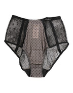 Dolce & Gabbana Black Sheer Polka Dot Lace High Waist Underwear - Eljoys Fashion 