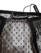 Dolce & Gabbana Black Sheer Polka Dot Lace High Waist Underwear - Eljoys Fashion 