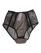 Dolce & Gabbana Black Sheer Polka Dot Lace High Waist Underwear - Eljoys Fashion 
