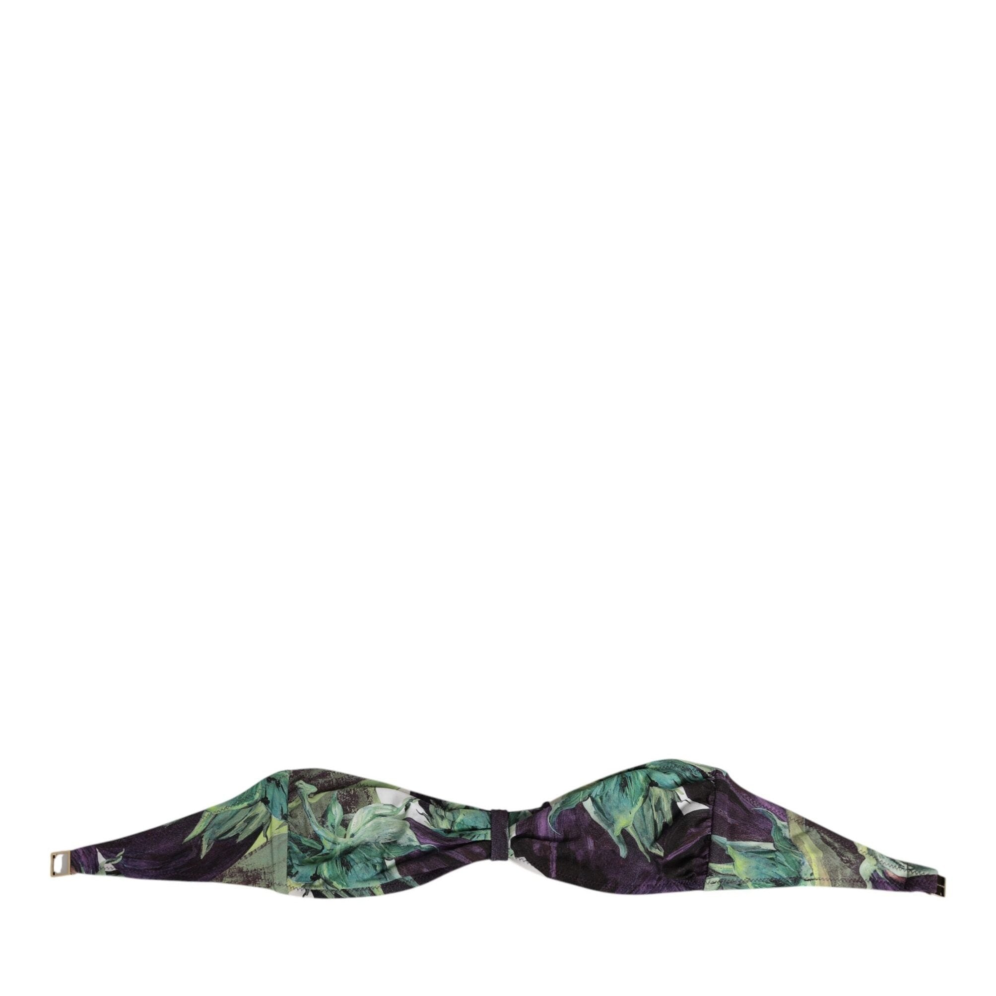Dolce & Gabbana Purple Green Leaf Print Bandeau Swimwear Underwear