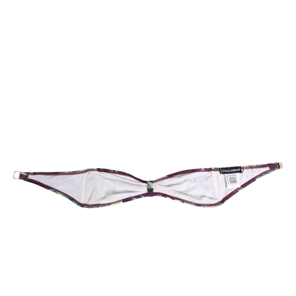 Dolce & Gabbana Purple Green Leaf Print Bandeau Swimwear Underwear