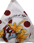 Dolce & Gabbana White Red Polka Dot Floral Print Triangle - Eljoys Fashion 