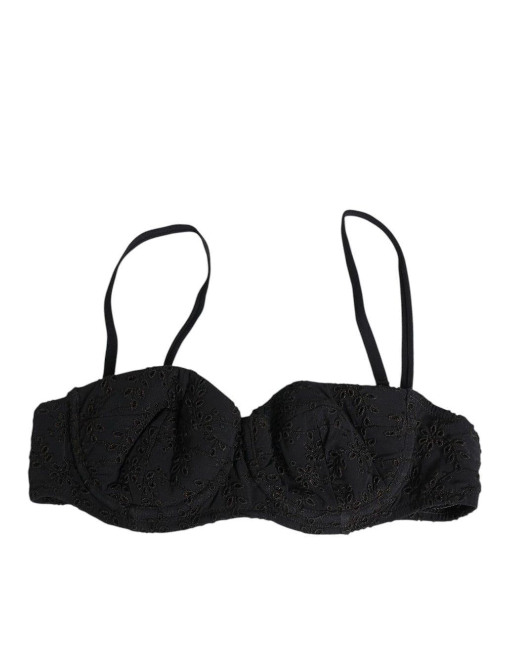 Dolce & Gabbana Black Polyester Embroidered Underwire Bra Underwear - Eljoys Fashion 