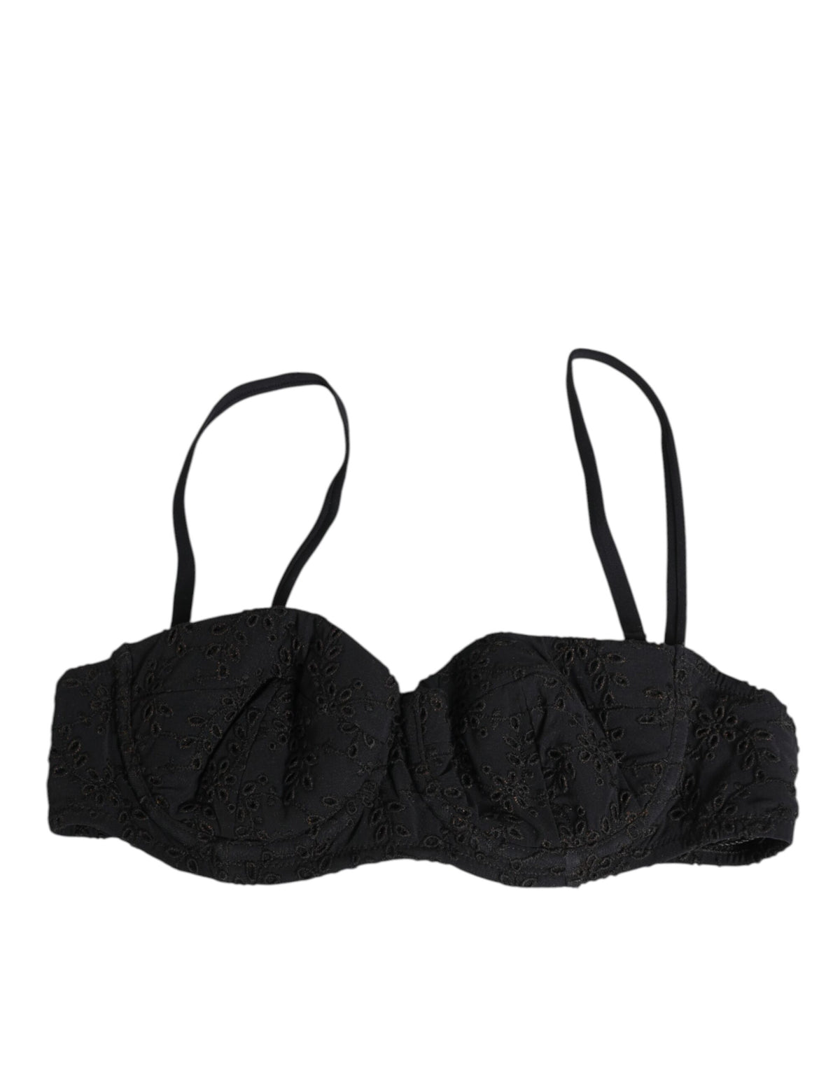 Dolce & Gabbana Black Polyester Embroidered Underwire Bra Underwear - Eljoys Fashion 