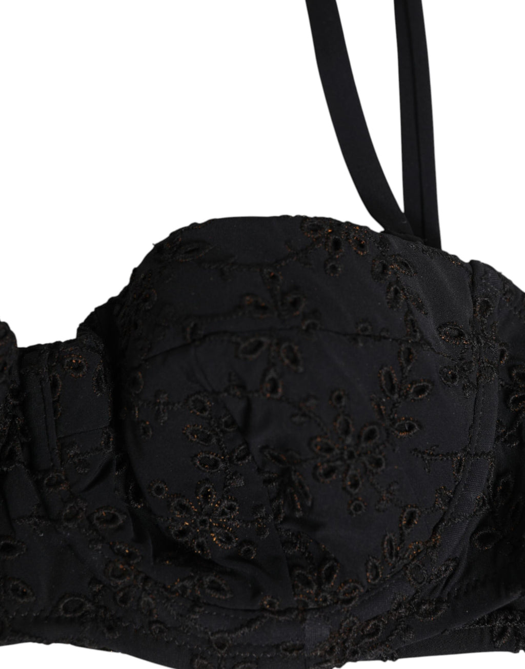 Dolce & Gabbana Black Polyester Embroidered Underwire Bra Underwear - Eljoys Fashion 