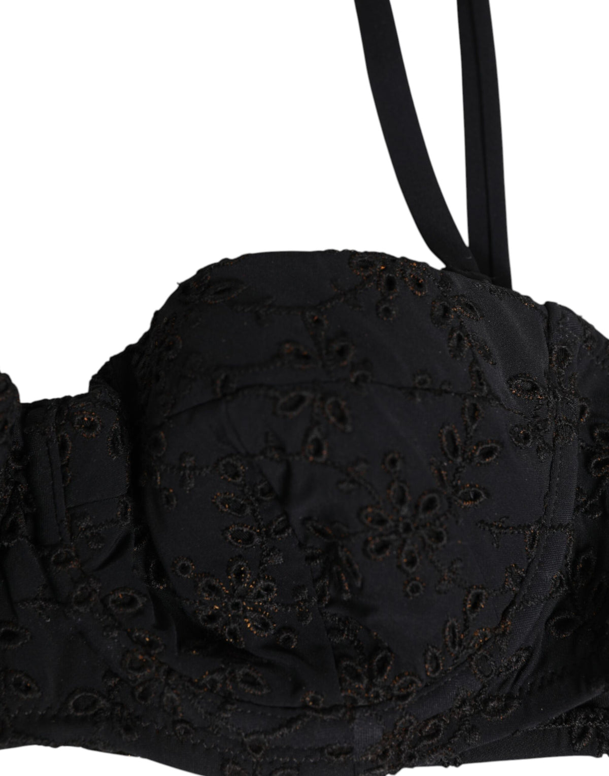 Dolce & Gabbana Black Polyester Embroidered Underwire Bra Underwear - Eljoys Fashion 