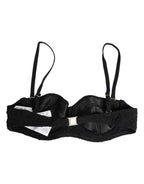 Dolce & Gabbana Black Polyester Embroidered Underwire Bra Underwear - Eljoys Fashion 
