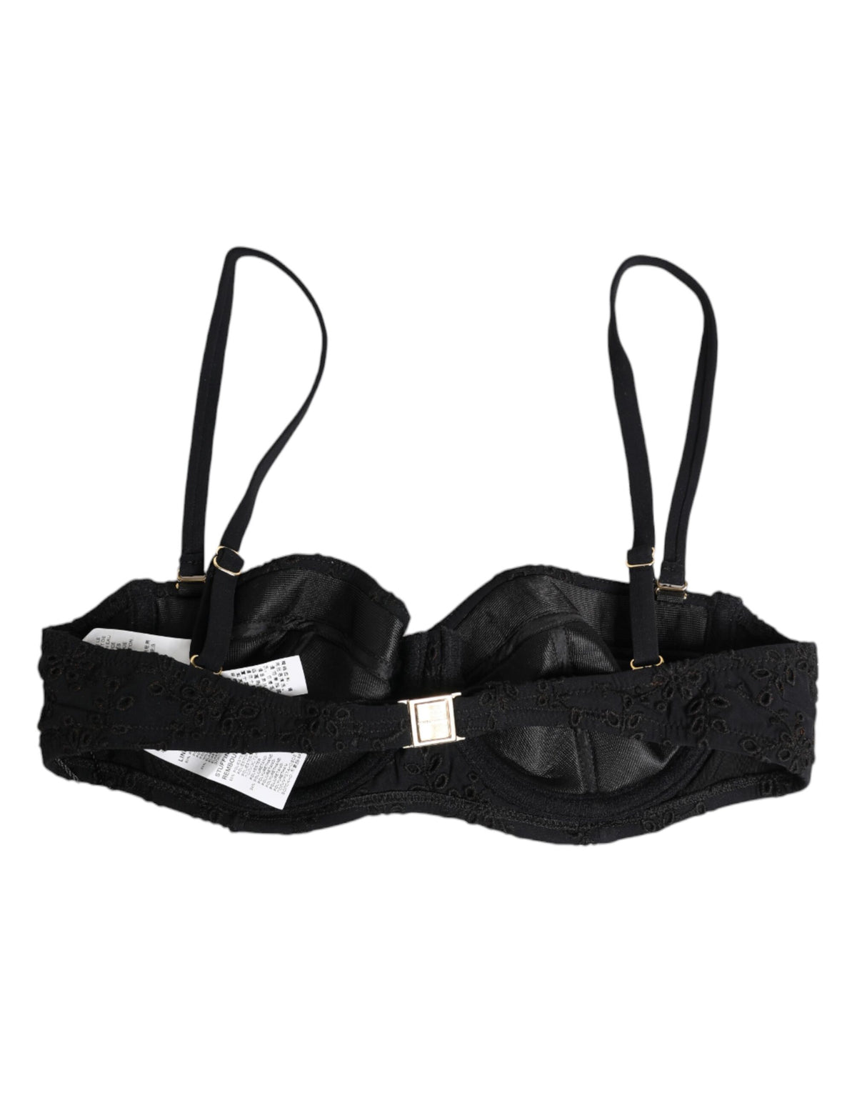 Dolce & Gabbana Black Polyester Embroidered Underwire Bra Underwear - Eljoys Fashion 