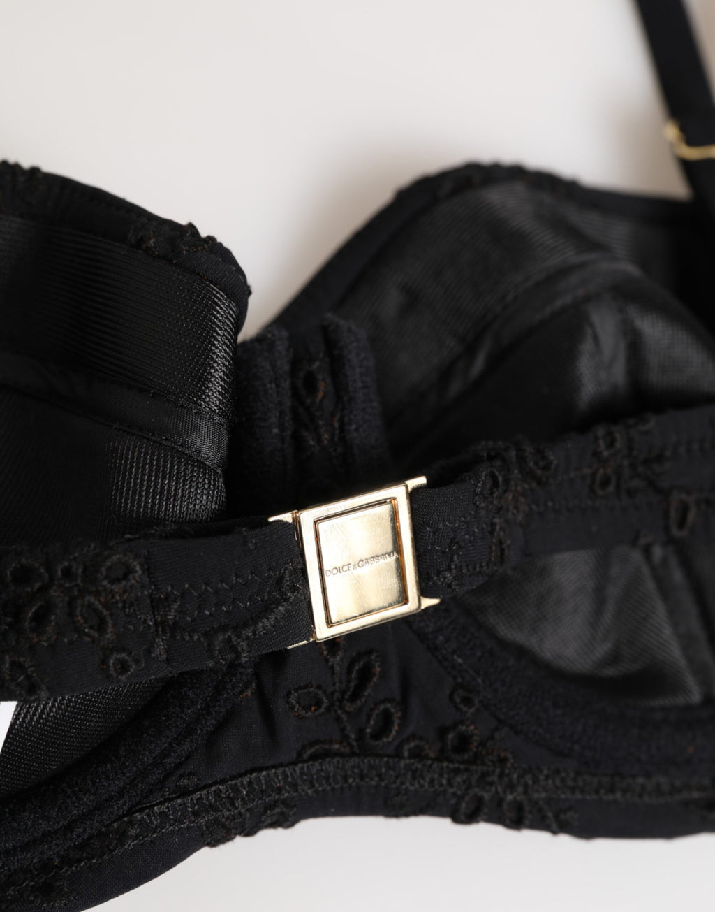 Dolce & Gabbana Black Polyester Embroidered Underwire Bra Underwear - Eljoys Fashion 