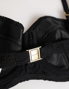 Dolce & Gabbana Black Polyester Embroidered Underwire Bra Underwear - Eljoys Fashion 